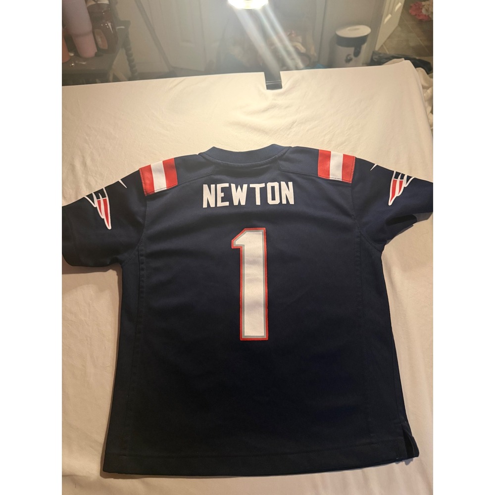 Nike Cam Newton New England Patriots Jersey Youth L Navy Blue NFL Number 1